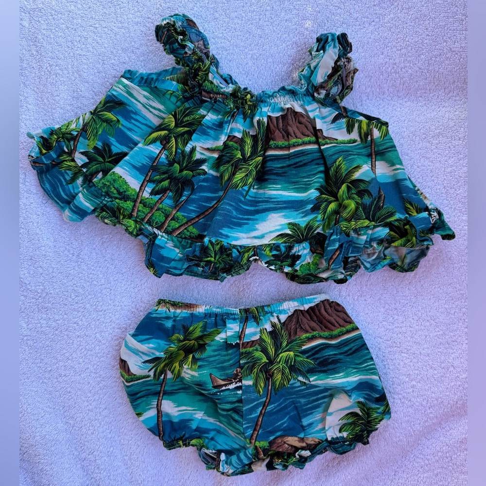 Tropical Palm Tree Print Hawaiian Baby Outfit